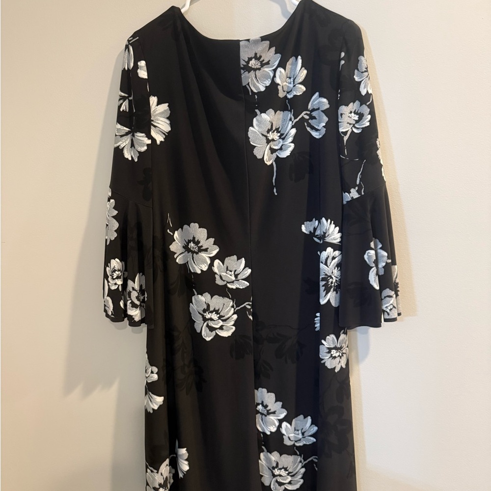 Ralph Lauren Black and White Floral Long Sleeve Dress